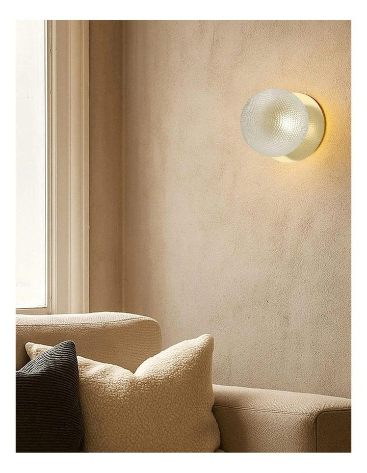 Odessa Diamond Cut Glass LED Wall Light with Gold Base in White/Small image 6