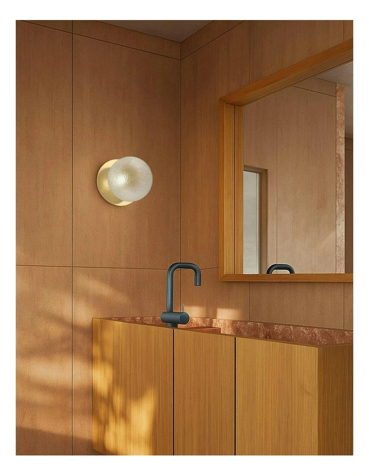 Odessa Diamond Cut Glass LED Wall Light with Gold Base in White/Small image 7