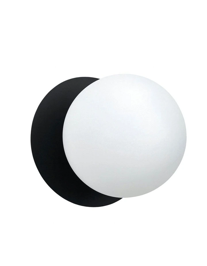 Odessa Opal Frosted Glass LED Wall Light in Black Base White/Large image 1