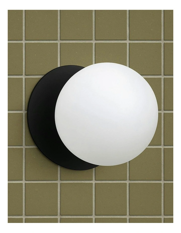 Odessa Opal Frosted Glass LED Wall Light in Black Base White/Large image 7