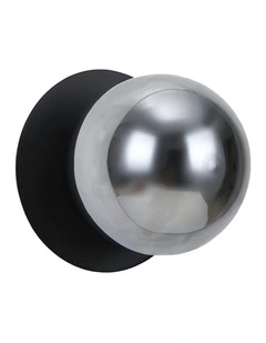 Odessa Molten Ripple Glass LED Wall Light in Black Base White/Large