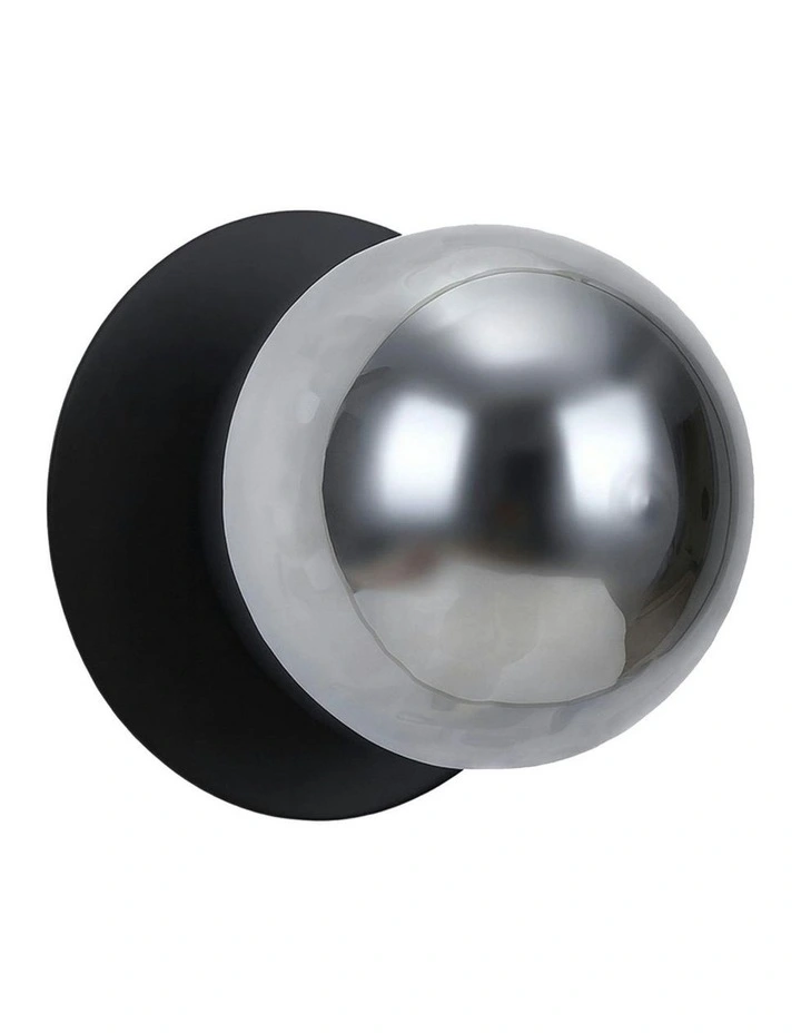 Odessa Molten Ripple Glass LED Wall Light in Black Base White/Large image 1