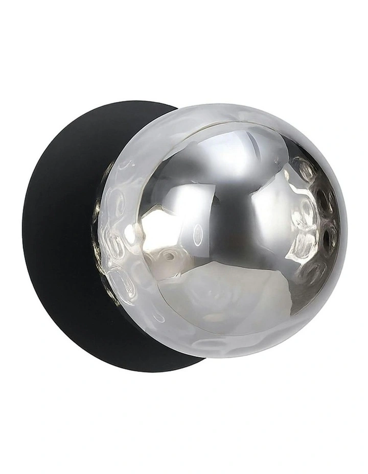 Odessa Molten Ripple Glass LED Wall Light in Black Base White/Large image 2