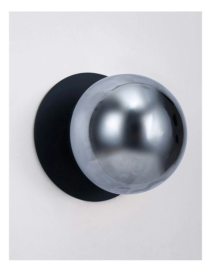 Odessa Molten Ripple Glass LED Wall Light in Black Base White/Large image 3