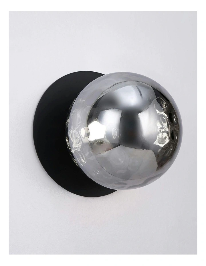 Odessa Molten Ripple Glass LED Wall Light in Black Base White/Large image 4