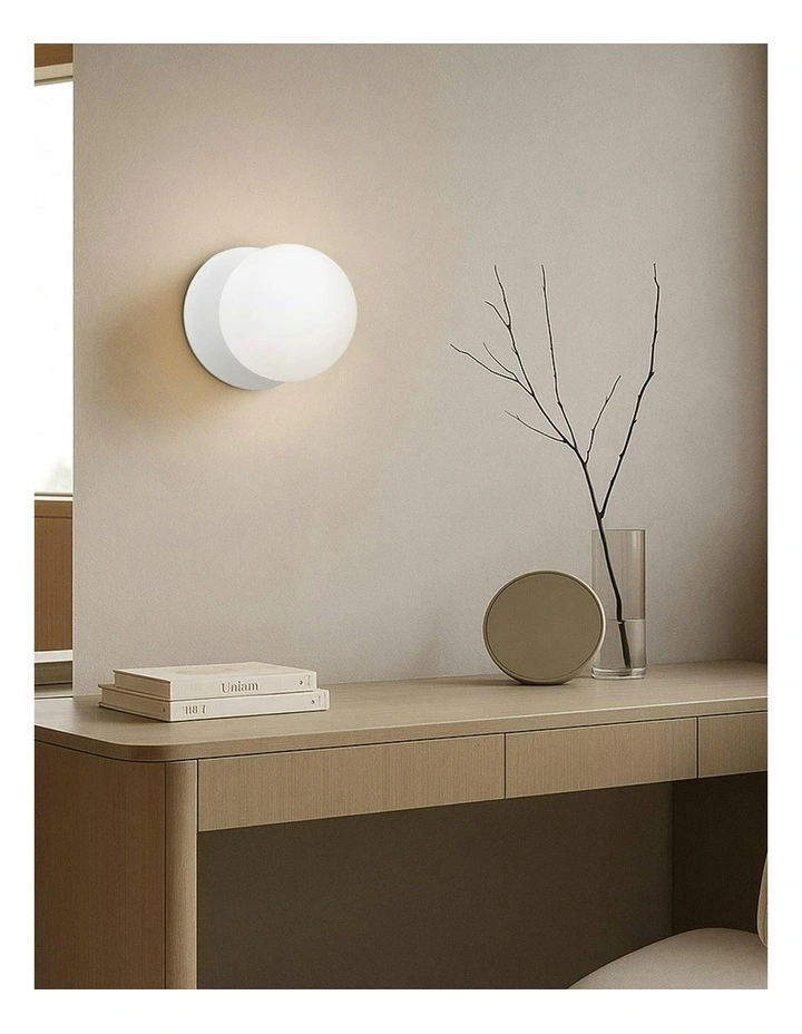 Odessa Opal Frosted Glass LED Wall Light in White Base White/Large image 7