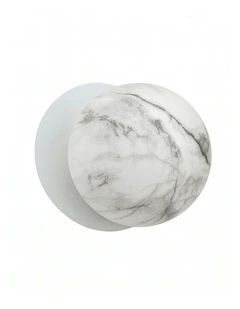 Odessa Marble Opal Glass LED Wall Light in White Base White/Large