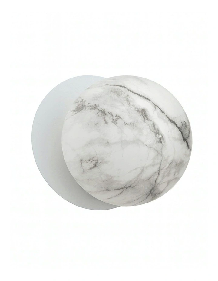 Odessa Marble Opal Glass LED Wall Light in White Base White/Large image 1