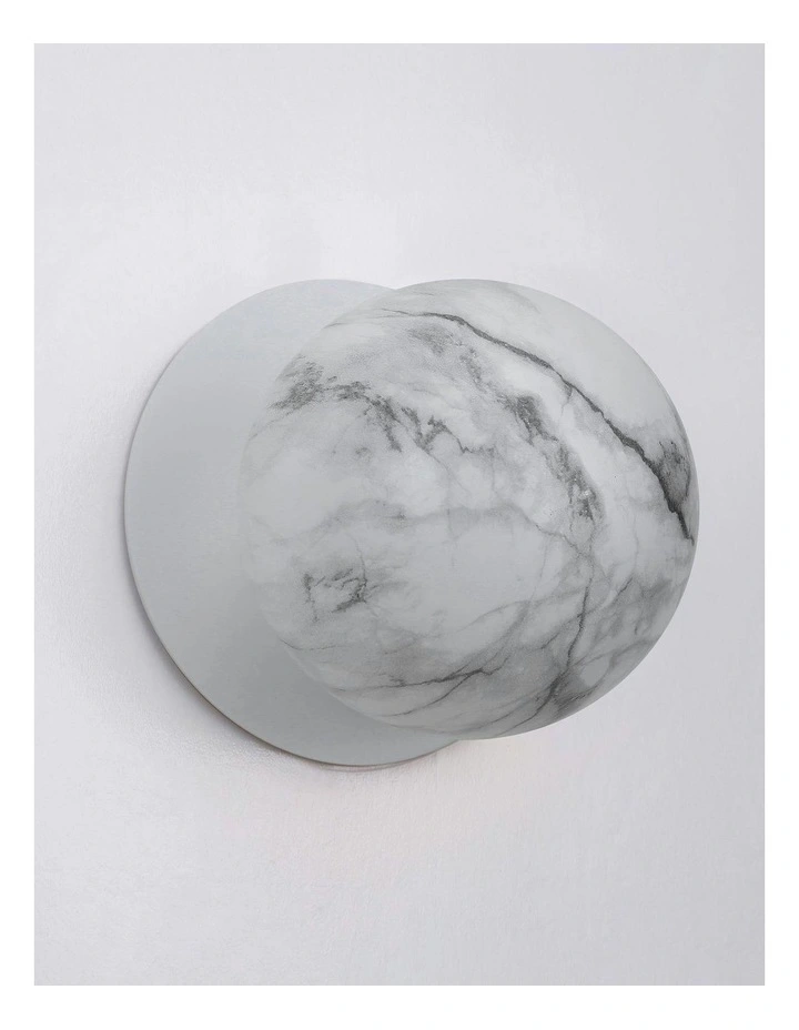 Odessa Marble Opal Glass LED Wall Light in White Base White/Large image 3