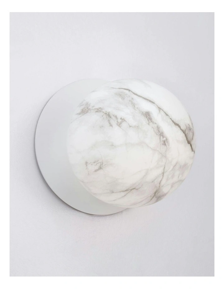 Odessa Marble Opal Glass LED Wall Light in White Base White/Large image 4