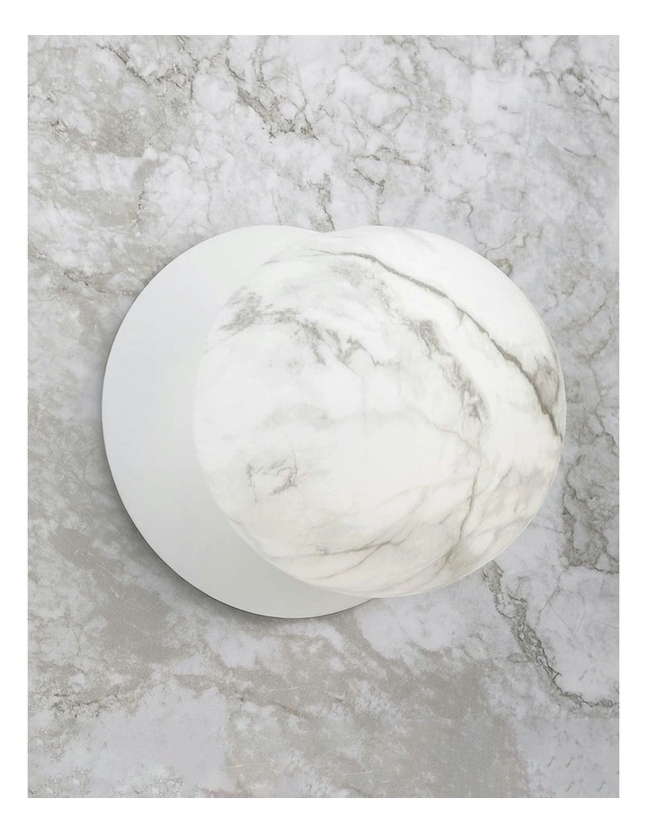 Odessa Marble Opal Glass LED Wall Light in White Base White/Large image 5