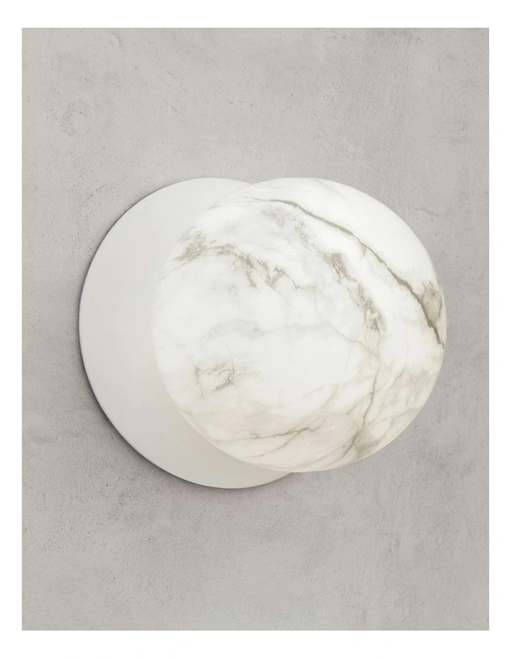 Odessa Marble Opal Glass LED Wall Light in White Base White/Large image 6