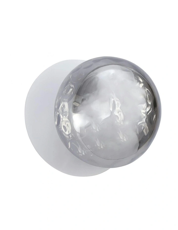 Odessa Molten Ripple Glass LED Wall Light in White Base White/Large image 2