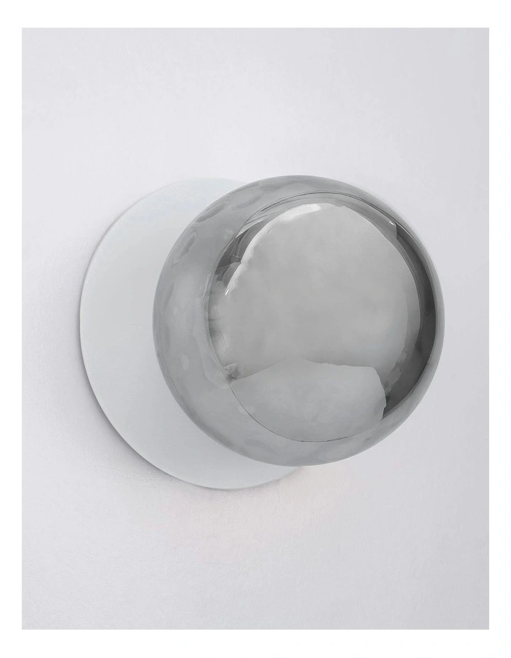 Odessa Molten Ripple Glass LED Wall Light in White Base White/Large image 3