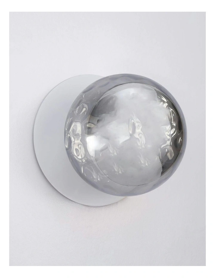 Odessa Molten Ripple Glass LED Wall Light in White Base White/Large image 4