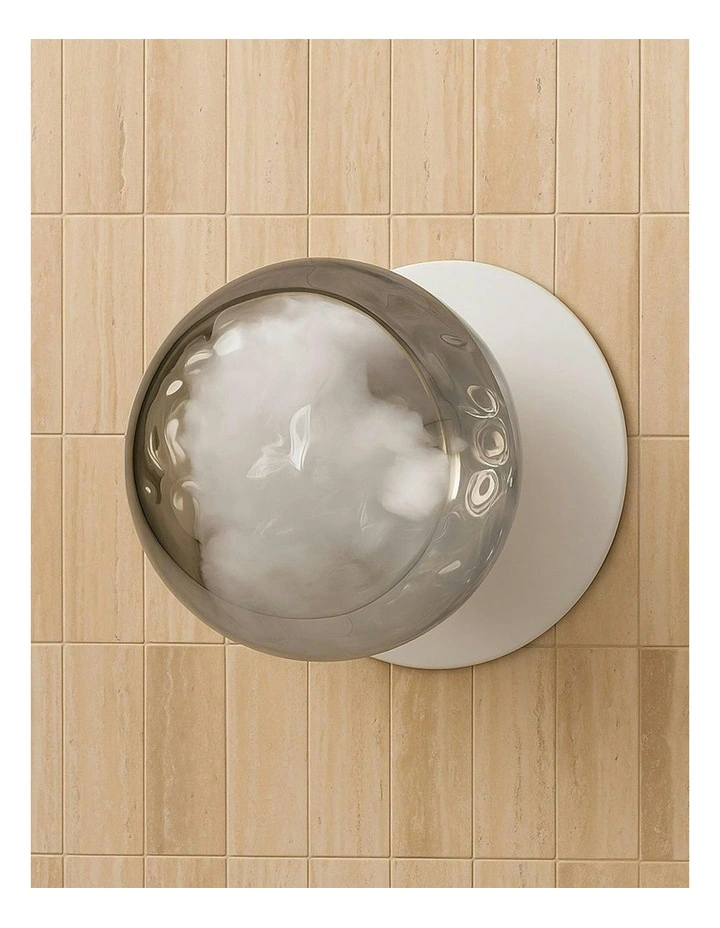 Odessa Molten Ripple Glass LED Wall Light in White Base White/Large image 5