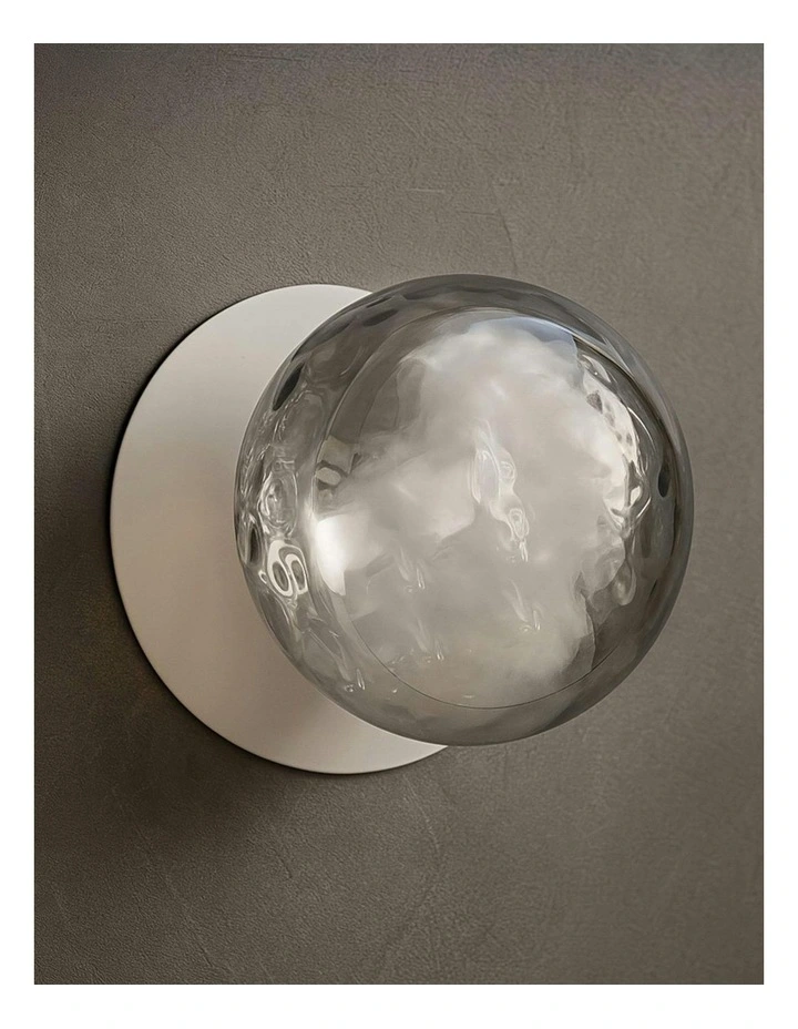 Odessa Molten Ripple Glass LED Wall Light in White Base White/Large image 6