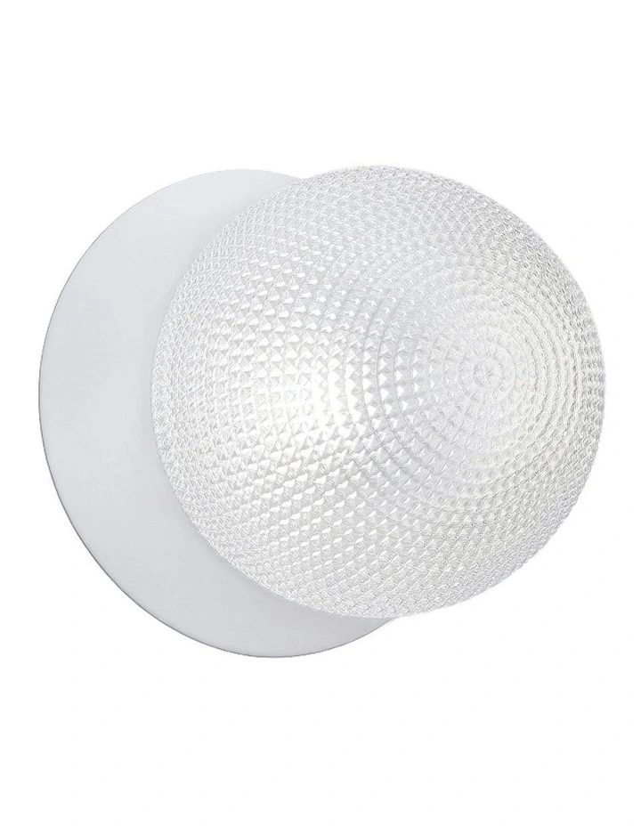Odessa Diamond Cut Glass LED Wall Light in White Base White/Large image 2