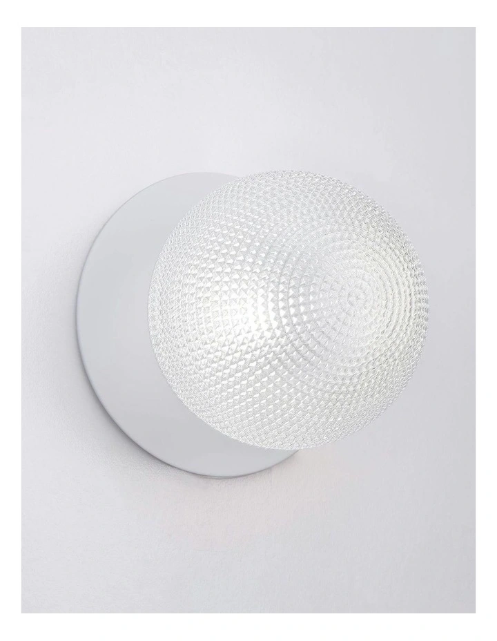 Odessa Diamond Cut Glass LED Wall Light in White Base White/Large image 4
