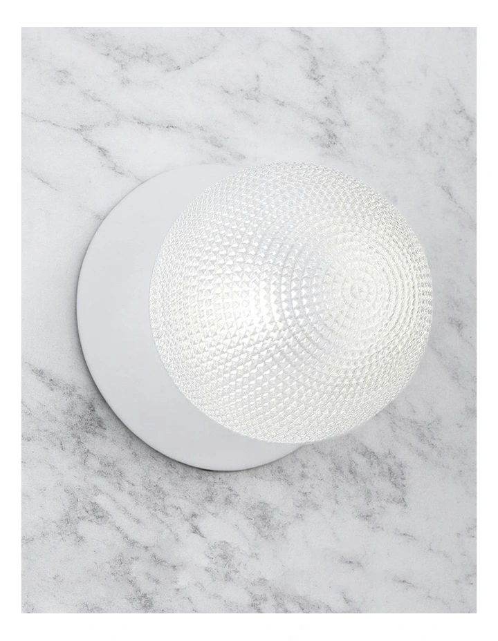 Odessa Diamond Cut Glass LED Wall Light in White Base White/Large image 5