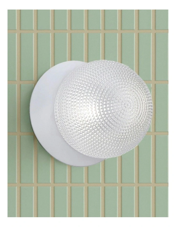 Odessa Diamond Cut Glass LED Wall Light in White Base White/Large image 6