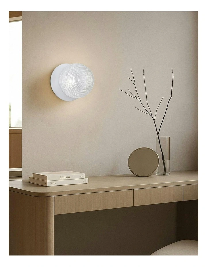 Odessa Diamond Cut Glass LED Wall Light in White Base White/Large image 7