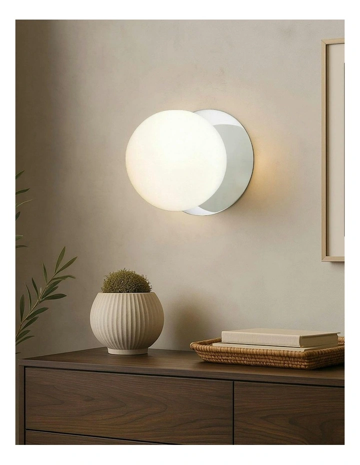 Odessa Opal Frosted Glass LED Wall Light in Chrome Base White/Large image 5