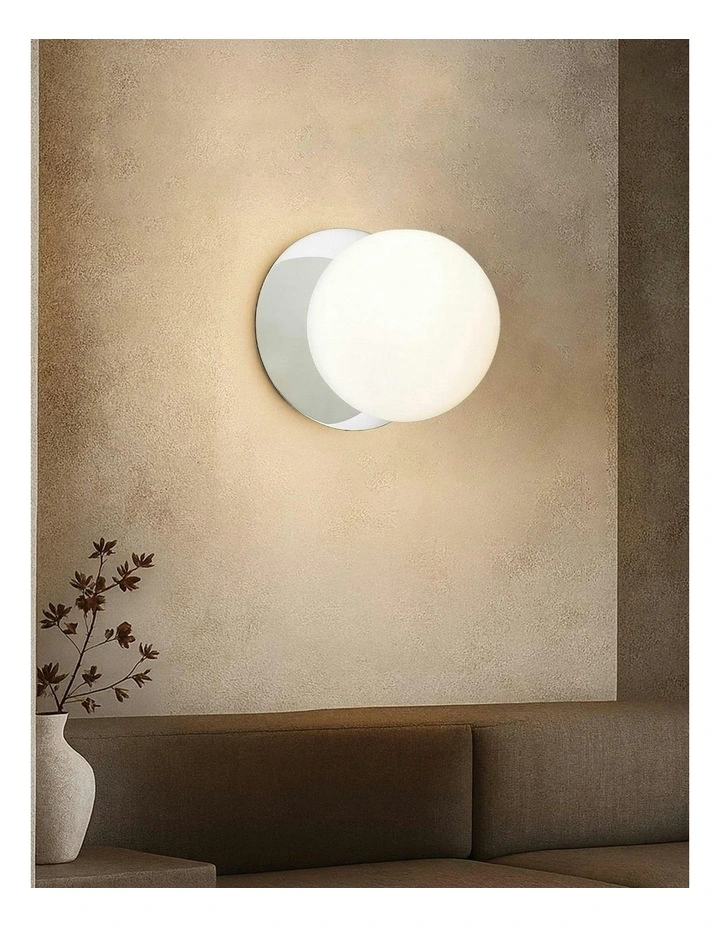 Odessa Opal Frosted Glass LED Wall Light in Chrome Base White/Large image 6