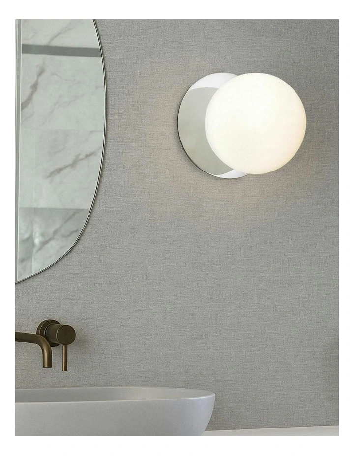 Odessa Opal Frosted Glass LED Wall Light in Chrome Base White/Large image 7