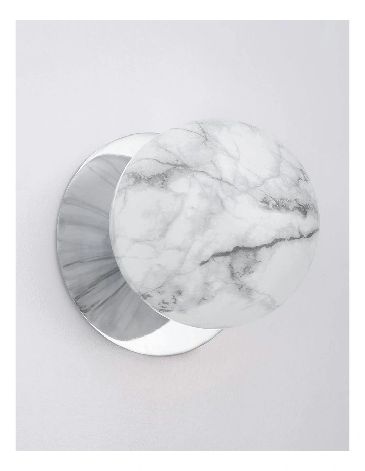 Odessa Marble Opal Glass LED Wall Light in Chrome Base White/Large image 3