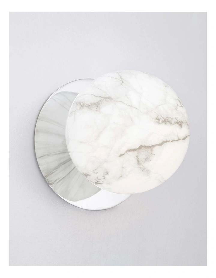 Odessa Marble Opal Glass LED Wall Light in Chrome Base White/Large image 4