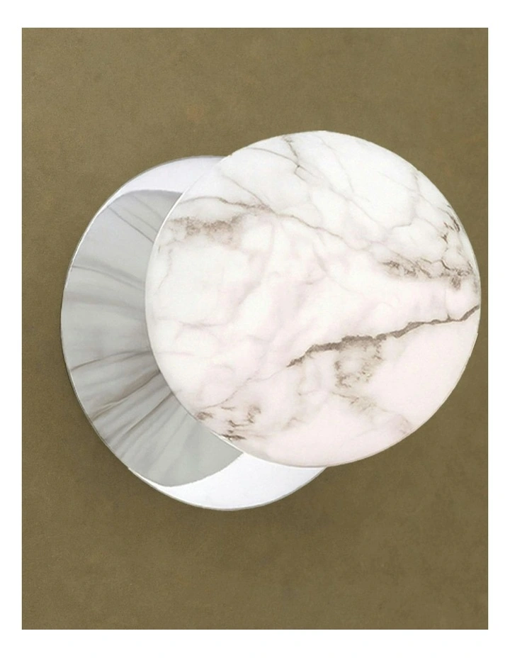Odessa Marble Opal Glass LED Wall Light in Chrome Base White/Large image 6