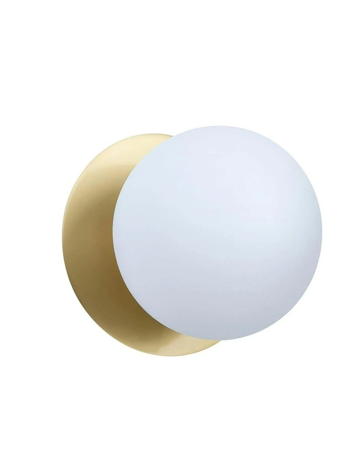 Odessa Opal Frosted Glass LED Wall Light in Brass Base White/Large image 1