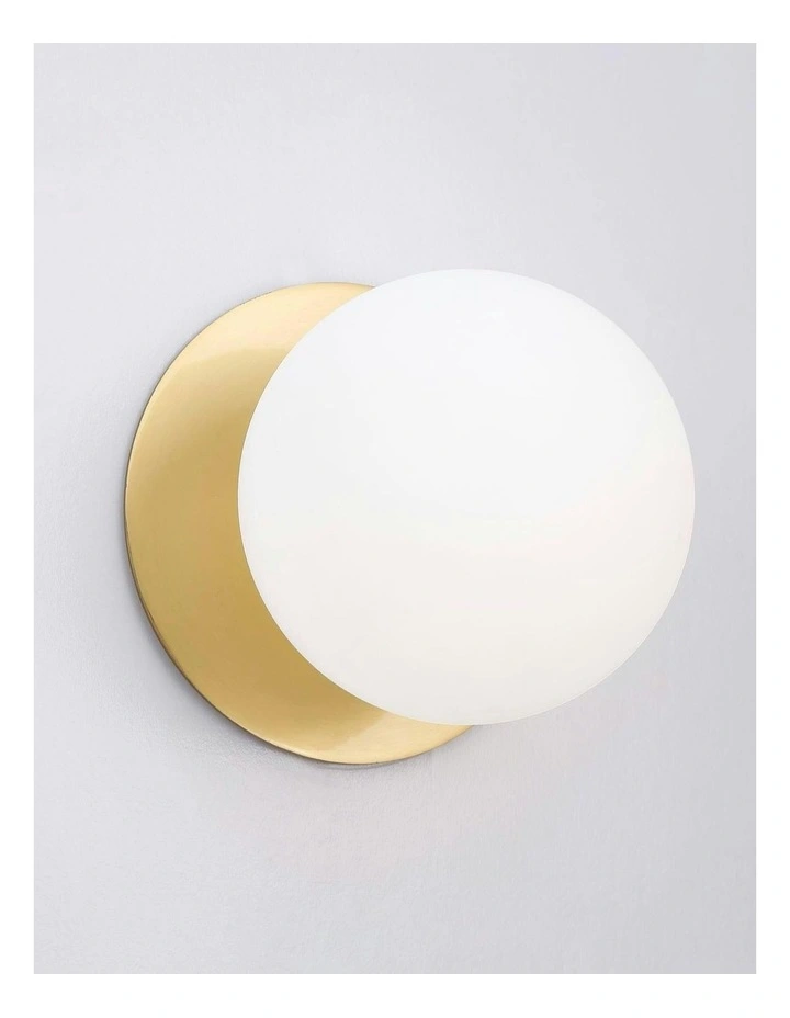 Odessa Opal Frosted Glass LED Wall Light in Brass Base White/Large image 4