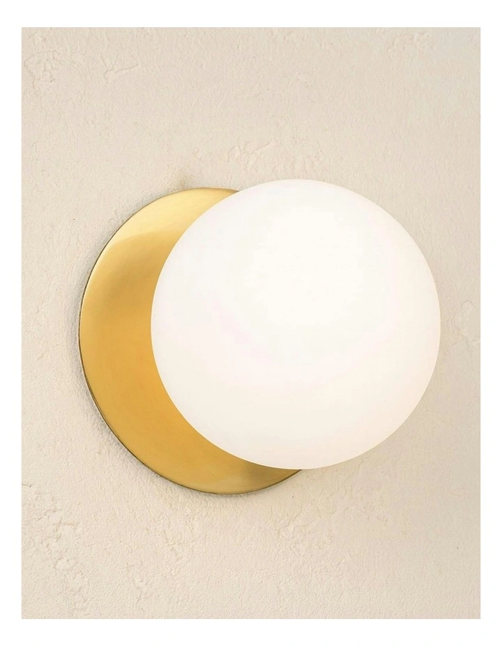 Odessa Opal Frosted Glass LED Wall Light in Brass Base White/Large image 5