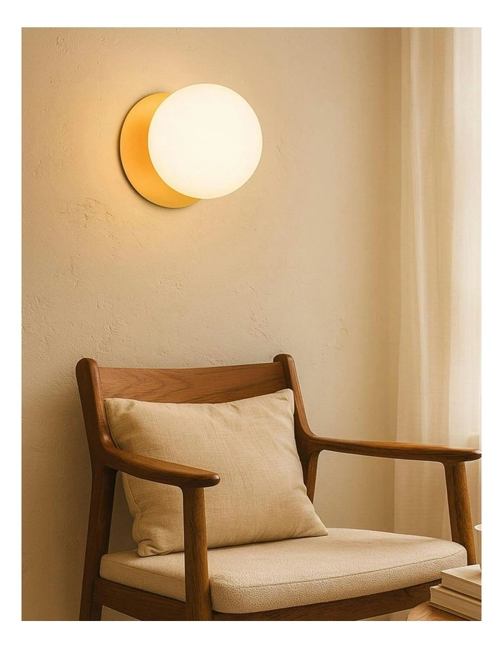 Odessa Opal Frosted Glass LED Wall Light in Brass Base White/Large image 6