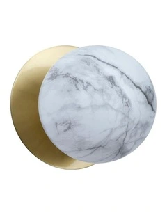 Odessa Marble Opal Glass LED Wall Light in Brass Base White/Large