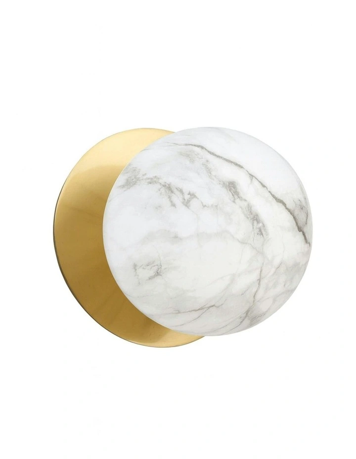 Odessa Marble Opal Glass LED Wall Light in Brass Base White/Large image 2