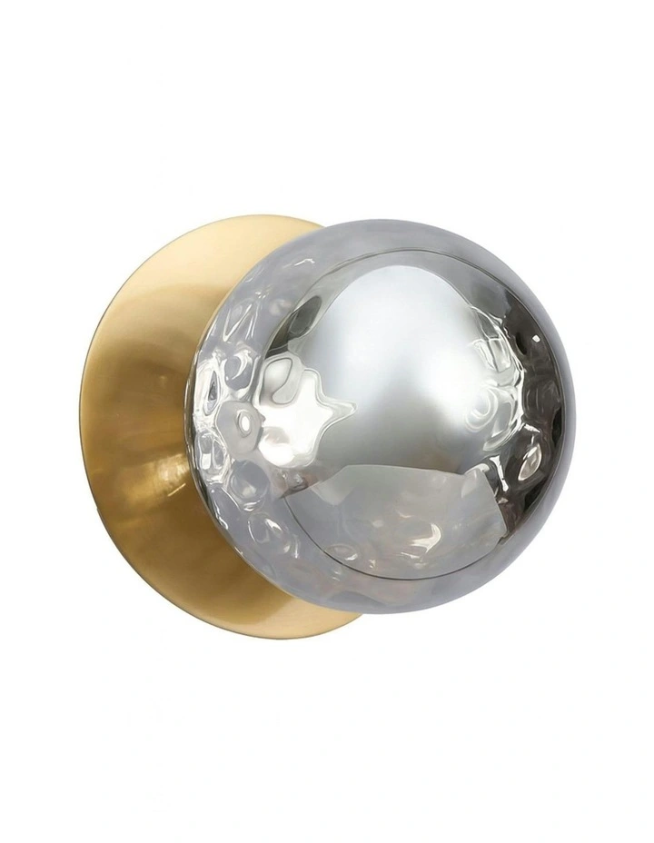Odessa Molten Ripple Glass Led Wall Light in Brass Base White/Large image 2