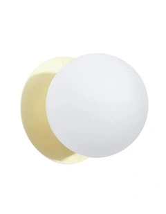 Odessa Opal Frosted Glass LED Wall Light in Gold Base White/Large
