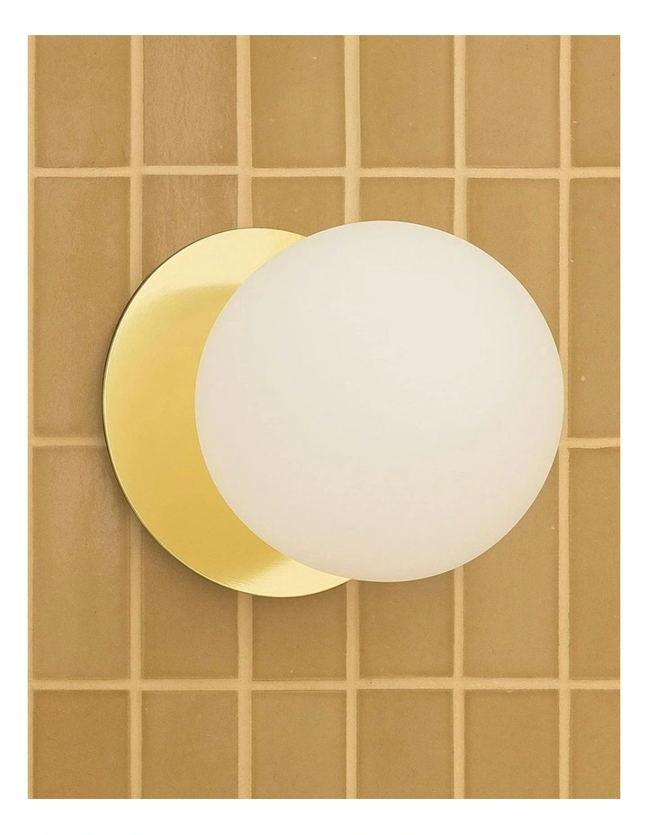 Odessa Opal Frosted Glass LED Wall Light in Gold Base White/Large image 5