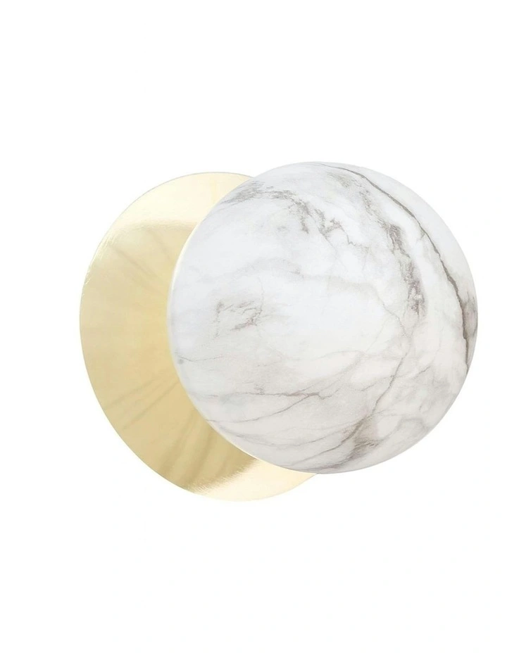 Odessa Marble Opal Glass LED Wall Light in Gold Base White/Large image 2