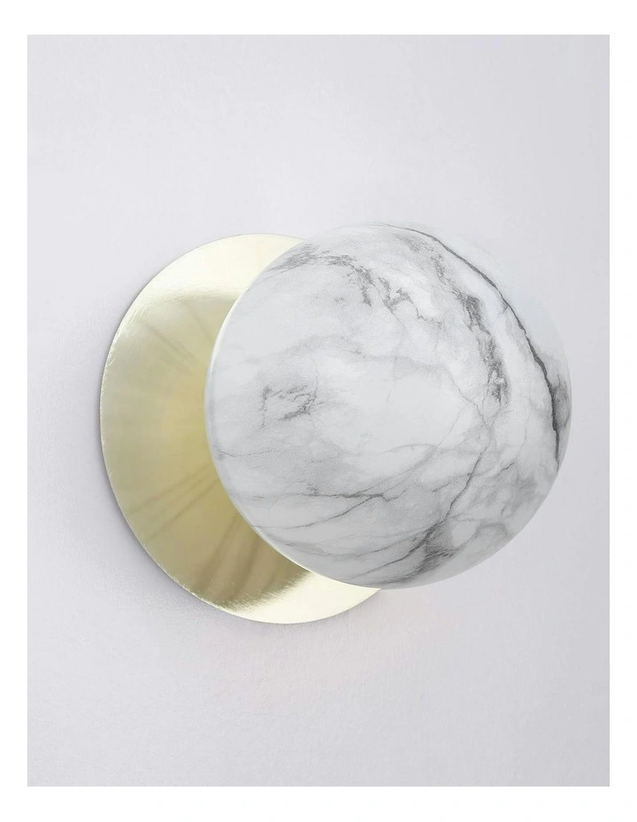 Odessa Marble Opal Glass LED Wall Light in Gold Base White/Large image 3