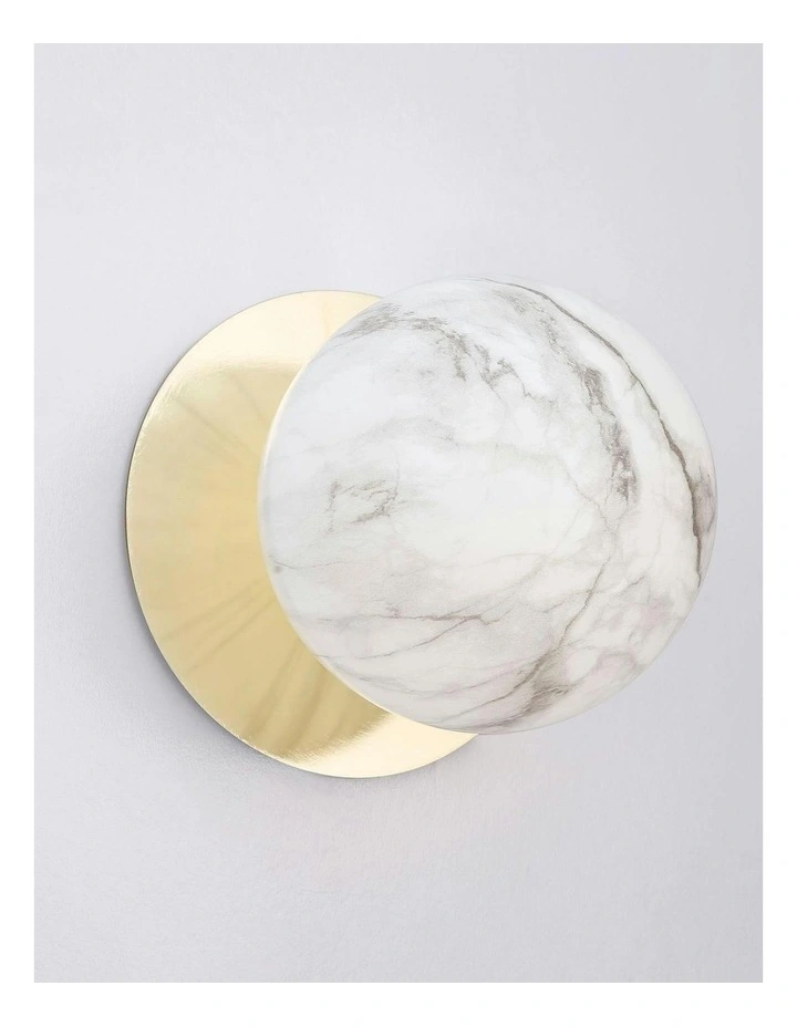 Odessa Marble Opal Glass LED Wall Light in Gold Base White/Large image 4