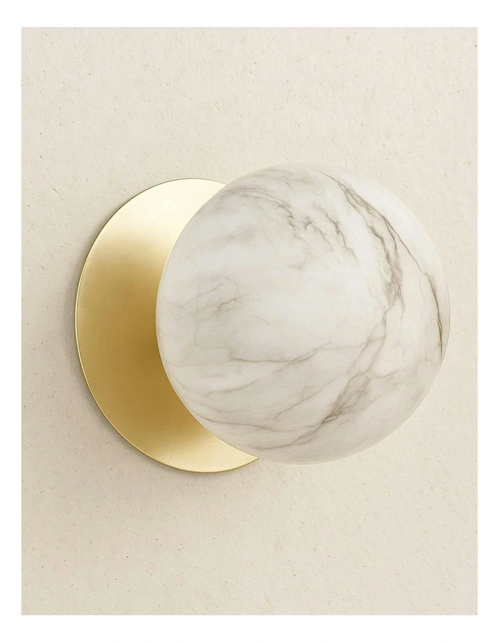 Odessa Marble Opal Glass LED Wall Light in Gold Base White/Large image 6