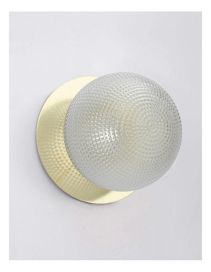 Odessa Diamond Cut Glass LED Wall Light in Gold Base White/Large image 3