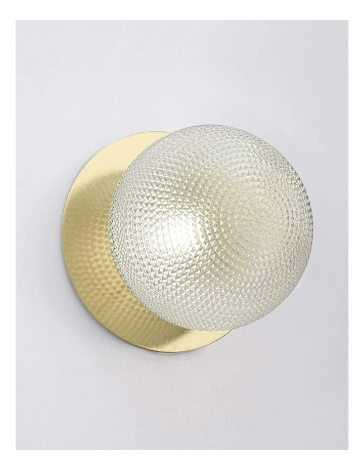 Odessa Diamond Cut Glass LED Wall Light in Gold Base White/Large image 4