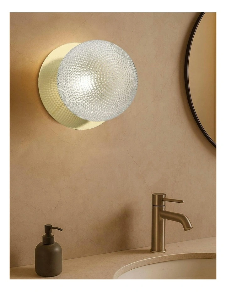 Odessa Diamond Cut Glass LED Wall Light in Gold Base White/Large image 6