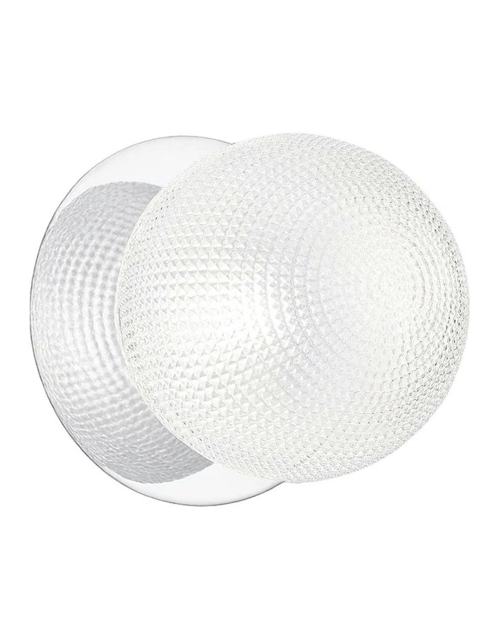 Odessa Diamond Cut Glass LED Wall Light in Chrome Base White/Large image 2