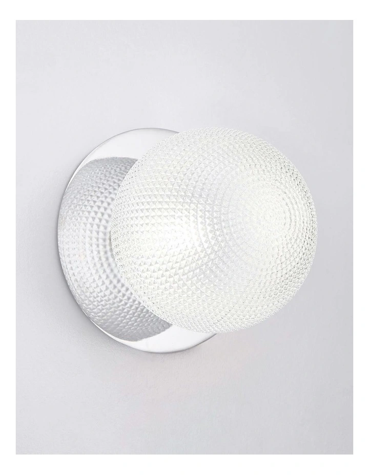 Odessa Diamond Cut Glass LED Wall Light in Chrome Base White/Large image 4